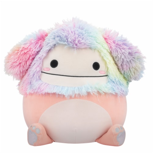 Squishmallows 12" Peach Bigfoot with Rainbow Hair Plush Toy Perspective: front
