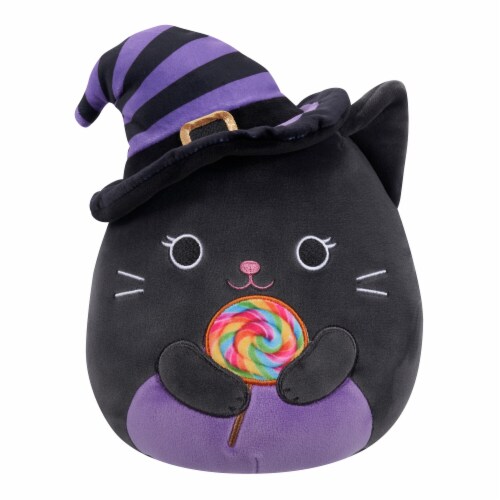 Squishmallows 8" Black Cat With Witch & Lollipop Plush Toy Perspective: front