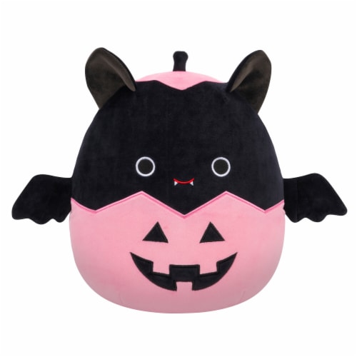 Squishmallows 12" Black Bat In Pink Jack-O-Lantern Plush Toy Perspective: front