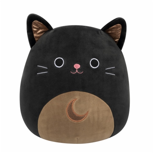 Squishmallows 12" Black Cat With Gold Sparkle Ears & Moon Belly Plush Toy Perspective: front