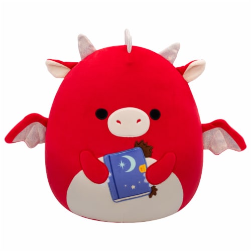 Squishmallows 12" Red Dragon With Spell Book Halloween Plush Toy Perspective: front