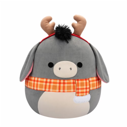 Squishmallows Grey Donkey W/Antlers and Scarf Perspective: front