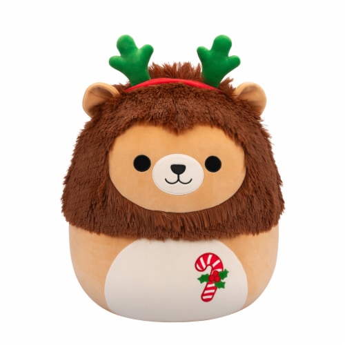 Squishmallows Brown Lion W/Antlers and Candy Cane Embroidery Perspective: front