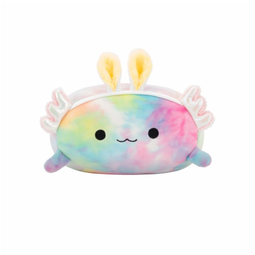 Squishmallows 12" Stackable Rainbow Tie-Dye Axolotl with Bunny Ears Perspective: front