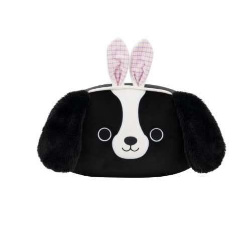 Squishmallows 12" Stackable Black and White Cocker Spaniel with Bunny Ears Perspective: front