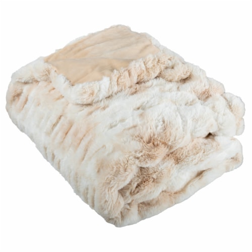 Lavish Home Faux Fur Throw Blanket 80X60 Inch Soft Cream Jacquard Oversized Luxury 100 Polye 1 unit King Soopers