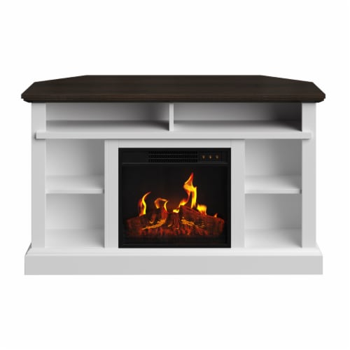 1578351371633970 White Corner Tv Stand With Electric Fireplace For 55 Inch Tvs Modern Design 1 unit Gerbes Super Markets