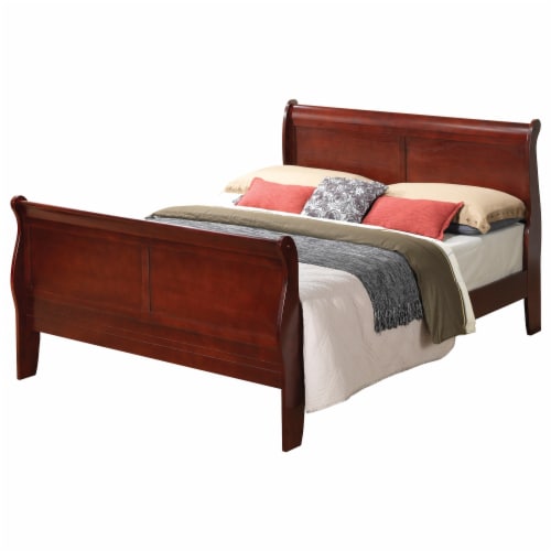 Queen size cherry clearance wood sleigh bed