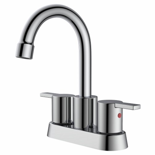 4 in. Double Handle Centerset Double Handle Bathroom Faucet with Drain Kit Included in Chrome Perspective: front