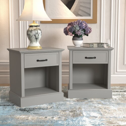 Grey bedside table set of 2 discount