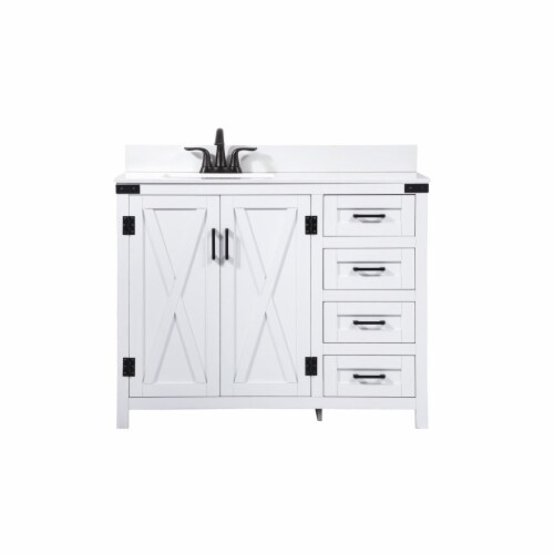 42 Inch Single Bathroom Vanity In White With Backsplash Perspective: front