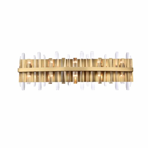 Serena 36 Inch Crystal Bath Sconce In Satin Gold Perspective: front