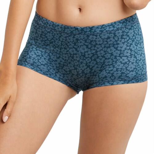 Maidenform Women's Boyshort Urchin Teal Block Floral Print Perspective: front