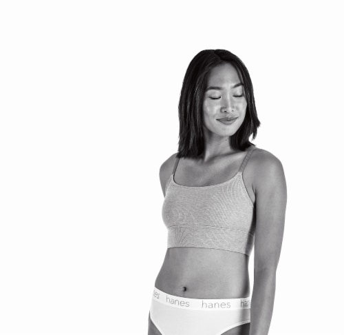 Hanes Originals Stretch Longline Bralette - White Perspective: front