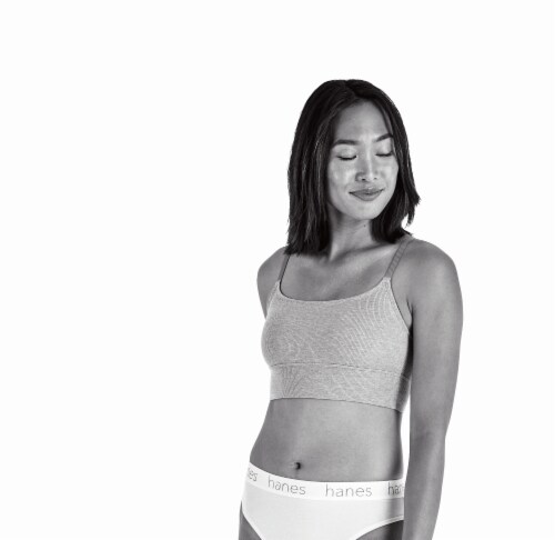 Hanes Originals Stretch Longline Bralette - White Perspective: front