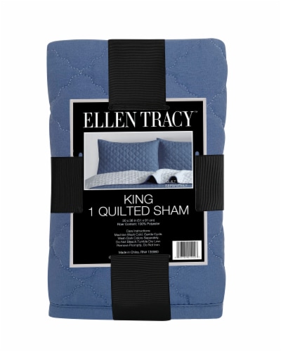 Ellen Tracy™ Quilted Sham 100% Polyester King Denim Perspective: front