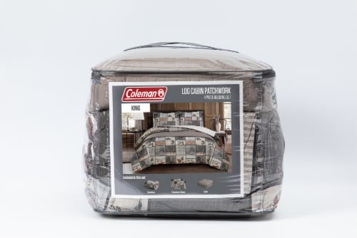 Coleman Bedding Comforter Set King - 4 pack Log Cabin Patchwork Perspective: front