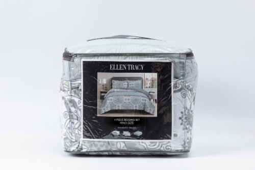 Ellen Tracy Polyester Bedding Comforter Set King - 4 pack Medallion Perspective: front