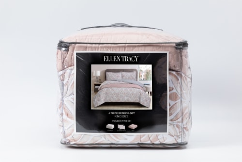 Ellen Tracy Polyester Bedding Comforter Set King - 4 pack Leaf Perspective: front
