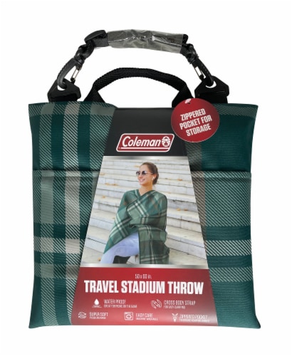 Coleman® Stadium Throw Blanket - Green Plaid Perspective: front
