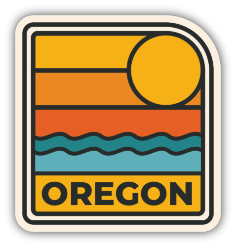 Stickers Northwest Oregon Wave Sunset Sticker Perspective: front