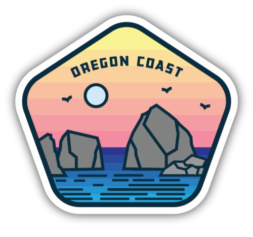 Stickers Northwest Oregon Coast Scene Vinyl Sticker Perspective: front