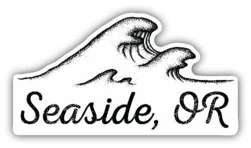 Stickers Northwest Seaside Oregon Wave Vinyl Sticker Perspective: front