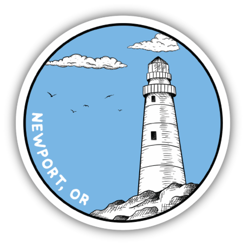 Stickers Northwest Newport Oregon Lighthouse Vinyl Sticker Perspective: front