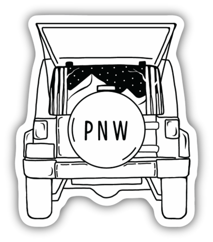 Stickers Northwest PNW Jeep Vinyl Sticker Perspective: front