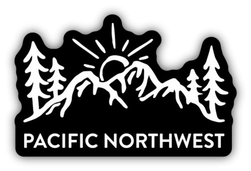 Stickers Northwest Pacific Northwest Sun Over Mountains Vinyl Sticker Perspective: front