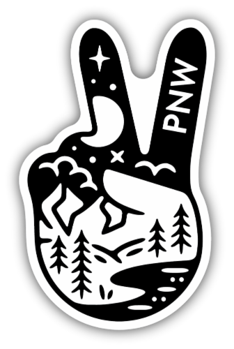 Stickers Northwest PNW Peace Scene Vinyl Sticker Perspective: front