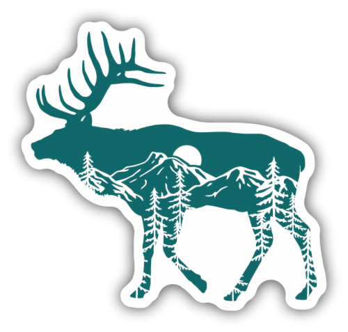 Stickers Northwest Elk Scene Vinyl Sticker Perspective: front