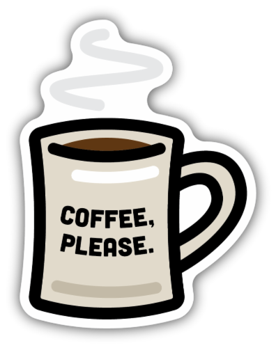 Stickers Northwest Coffee Please Hot Coffee Mug Vinyl Sticker Perspective: front