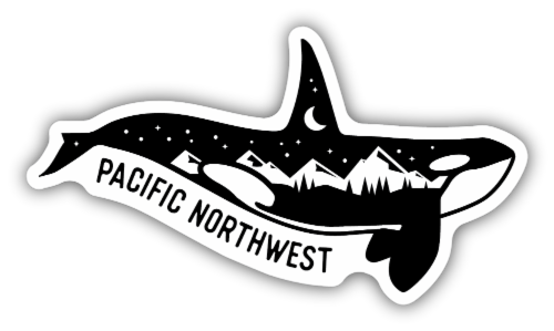 Stickers Northwest Pacific Northwest Night Orca Vinyl Sticker Perspective: front