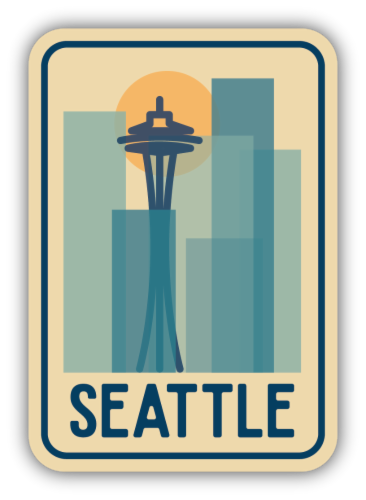 Stickers Northwest Seattle Skyline Cityscape Sticker Perspective: front