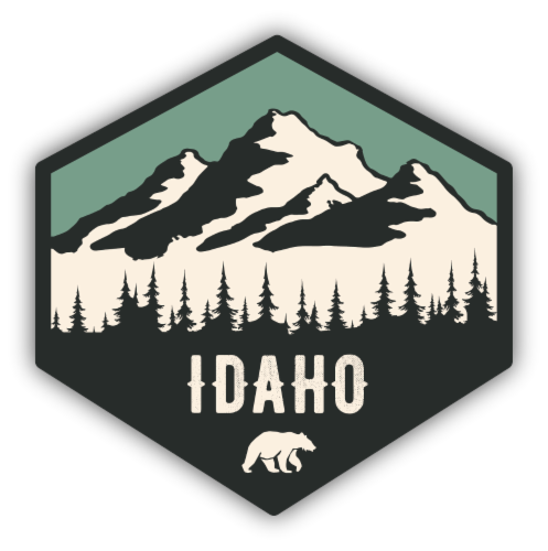 Stickers Northwest Vinyl Sticker - Hexagon Idaho Bear Perspective: front