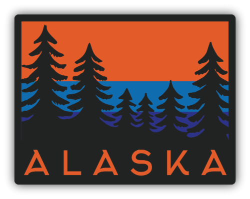 Stickers Northwest Alaska Tree Badge Vinyl Sticker Perspective: front