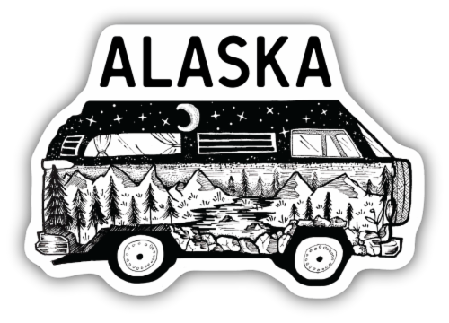 Stickers Northwest Alaska Bus Scene Vinyl Sticker Perspective: front