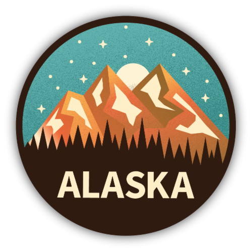 Stickers Northwest Vinyl Sticker - Alaska Mountain Circle Perspective: front