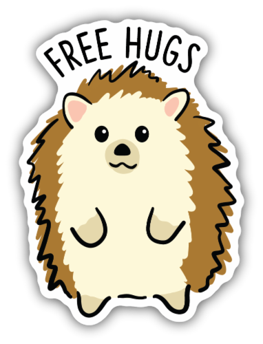 Stickers Northwest Free Hugs Hedgehog Sticker Perspective: front