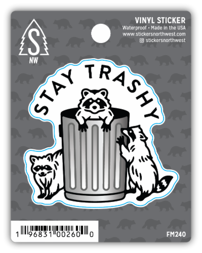 Stickers Northwest Stay Trashy Raccoons Sticker Perspective: front