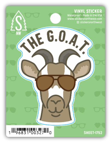Stickers Northwest Goat with Sunglasses Vinyl Sticker Perspective: front