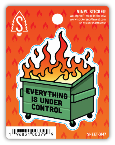 Stickers Northwest Everything Is Under Control Dumpster Fire Vinyl Sticker Perspective: front
