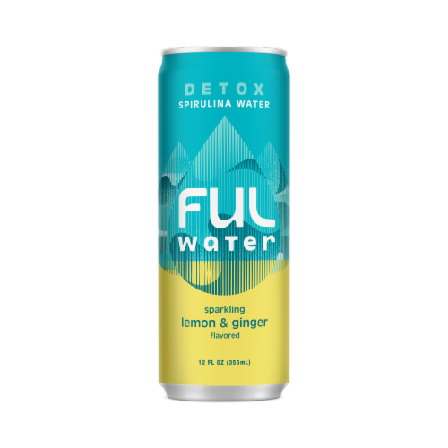 FUL Sparkling Lemon Ginger Detox Spirulina Water 12 fl oz Can Perspective: front