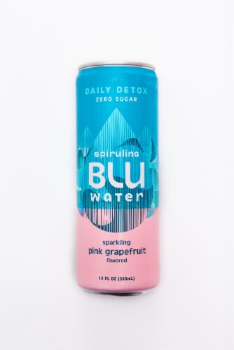 Ful Foods BLUwater Pink Grapefruit Sparkling Spirulina Beverage Perspective: front