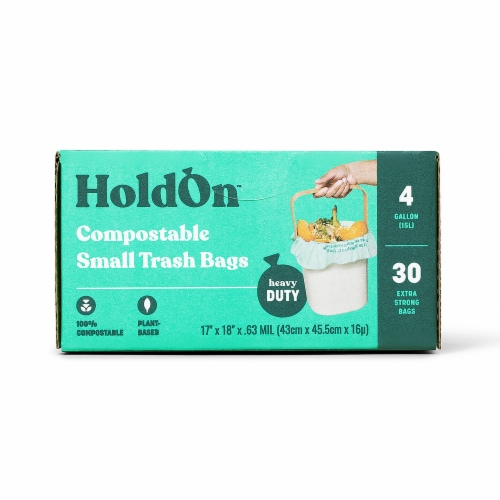 Hold On™ Compostable Small Trash Bags Perspective: front