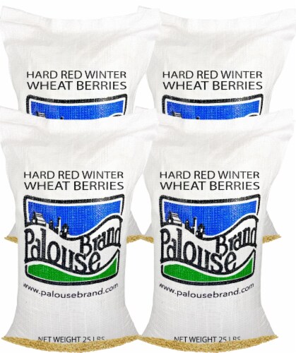 Palouse Brand Hard Red Winter Wheat Berries Bundle, 100 LBS (4 - 25 LB Bags) Perspective: front