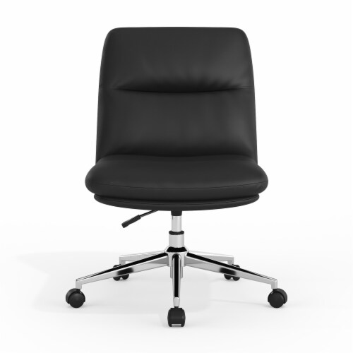 Merrick Lane Padded Mid Back Task Swivel Office Chair Blk Faux Leather Strong Chrome Frame 24.8 Dx25.5 Wx29.8 32.5 H City Market
