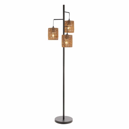 Isla 70.75 3 Light Mid Century Bohemian Metal Rope LED Floor Lamp Black Natural 70.75 x 17 x 17 King Soopers