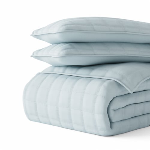 Linen Studio™ Classic Quilt Coverlet Soft Set in Square Stitching Perspective: front